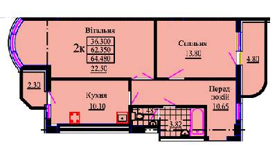 2-кімнатна 64.48 м² в ЖК Львівський дворик від забудовника, Львів