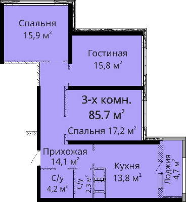 3-комнатная 85.7 м² в ЖК Мандарин от застройщика, Одесса