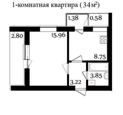 1-кімнатна 34 м² в ЖК Молодіжне містечко від 14 500 грн/м², с. Крюківщина