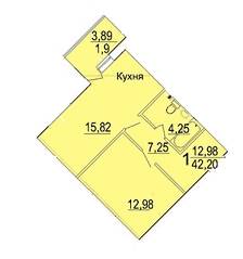 1-комнатная 42.2 м² в ЖК Морской от 13 000 грн/м², г. Южное