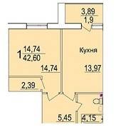 1-комнатная 42.6 м² в ЖК Морской от 13 000 грн/м², г. Южное