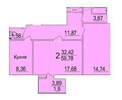 2-кімнатна 59.78 м² в ЖК Морський від 13 000 грн/м², м. Южне