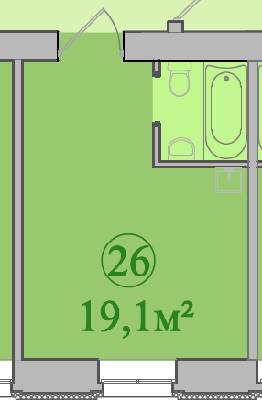 1-комнатная 19.1 м² в ЖК Мрия от застройщика, Харьков