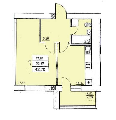 1-комнатная 42.7 м² в ЖК на Ефимова от 14 000 грн/м², Одесса