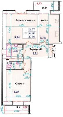 2-кімнатна 67.99 м² в ЖК по пров. Олега Кошового, 12 від 12 500 грн/м², м. Кременчук