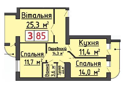 3-комнатная 85 м² в ЖК на ул. 40-летия Победы, 4 от 12 500 грн/м², г. Ковель