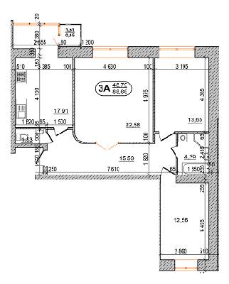 3-кімнатна 88.66 м² в ЖК на вул. 600-річчя від забудовника, Вінниця