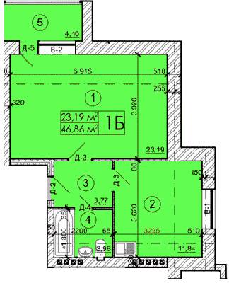 1-комнатная 46.86 м² в ЖК на ул. 600-летия, 17 от застройщика, Винница