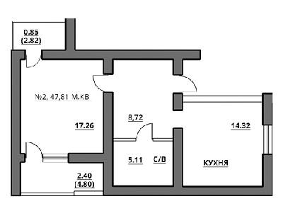 2-комнатная 47.81 м² в ЖК на ул. Богдана Хмельницкого, 27А от застройщика, Львов