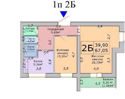 2-комнатная 67.05 м² в ЖК на вул. Героїв Дніпра, 7/1 от 11 000 грн/м², Черкассы