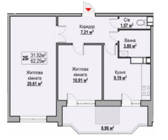 2-кімнатна 62.25 м² в ЖК на вул. Гоголя, 251 від 14 600 грн/м², Черкаси