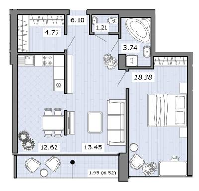 2-кімнатна 62.2 м² в ЖК на вул. Єфремова, 26 від 33 280 грн/м², Львів