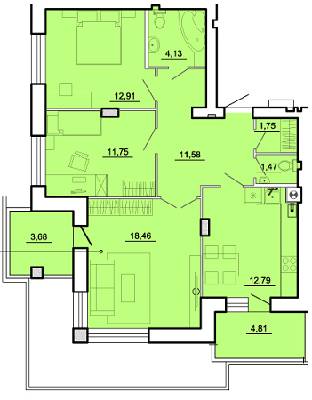 3-кімнатна 83.33 м² в ЖК на вул. Залізнична, 40 від забудовника, м. Броди