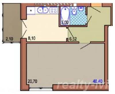 1-кімнатна 40.4 м² в ЖК на вул. Корсунська, 4 від забудовника, Львів