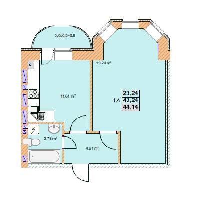 1-комнатная 44.14 м² в ЖК на ул. Любечская, 2А от застройщика, Чернигов