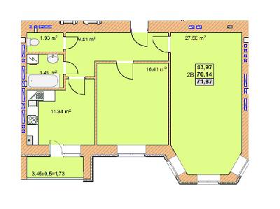 2-комнатная 71.87 м² в ЖК на ул. Любечская, 2А от застройщика, Чернигов