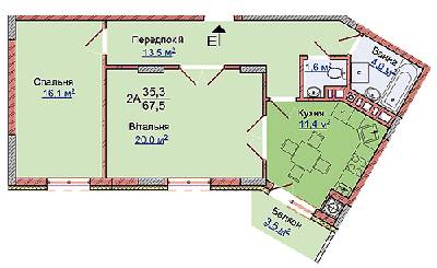 2-комнатная 67.5 м² в ЖК на ул. Медовой Пещеры, 40 от застройщика, Львов