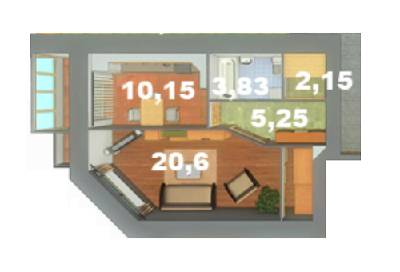 2-комнатная 41.98 м² в ЖК на вул. Наливайко от застройщика, Тернополь