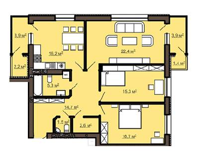 3-кімнатна 101.76 м² в ЖК на вул. Черемшини, 29 від забудовника, Львів