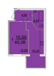 1-комнатная 40.26 м² в ЖК Набережний квартал от 14 500 грн/м², Винница