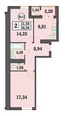 2-комнатная 58.96 м² в ЖК Над Бугом от 13 200 грн/м², Хмельницкий