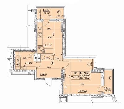 1-комнатная 45.03 м² в ЖК Новодарницкий от 22 300 грн/м², Киев