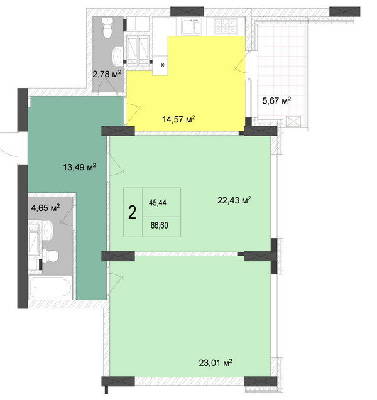 2-комнатная 86.6 м² в ЖК Новопечерские Липки от 65 090 грн/м², Киев