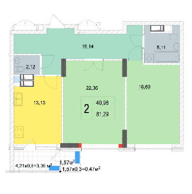 2-комнатная 81.29 м² в ЖК Новопечерские Липки от 65 090 грн/м², Киев