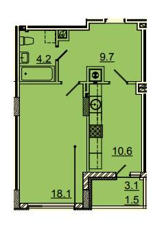 1-кімнатна 44.4 м² в ЖК Панорама від забудовника, Львів