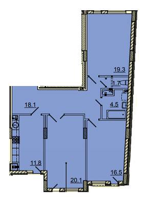 3-кімнатна 96.4 м² в ЖК Панорама від 17 130 грн/м², Львів