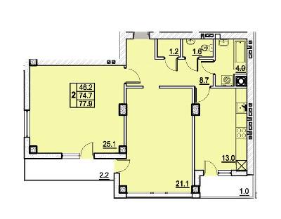 2-комнатная 77.9 м² в ЖК Панорамный от 25 000 грн/м², Львов