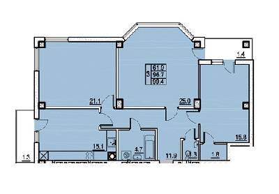 3-комнатная 99.4 м² в ЖК Панорамный от 23 000 грн/м², Львов