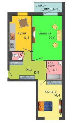 2-кімнатна 68.4 м² в ЖК Парковий Бульвар від 11 000 грн/м², Хмельницький