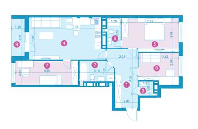 3-кімнатна 88.59 м² в ЖК Парус Life від забудовника, Львів