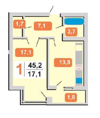 1-комнатная 45.2 м² в ЖК Под Голоском, 17В от застройщика, Львов