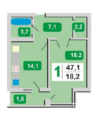 1-комнатная 47.1 м² в ЖК Под Голоском, 17В от застройщика, Львов