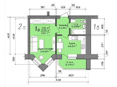 1-комнатная 34.07 м² в ЖК Подкова от застройщика, с. Крюковщина