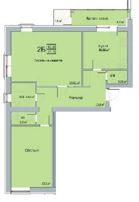 2-комнатная 78.3 м² в ЖК Перлина Поділля от застройщика, Винница