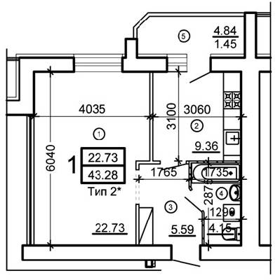 1-комнатная 43.28 м² в ЖМ Подолье от 20 750 грн/м², Винница