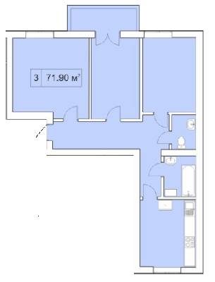 3-комнатная 71.9 м² в ЖК Покровский Двор от застройщика, пгт Чабаны