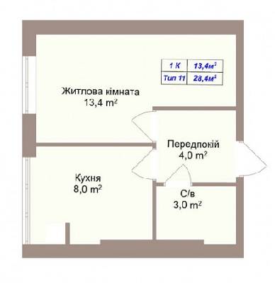 1-кімнатна 28.4 м² в ЖК Празький квартал 2 від 13 000 грн/м², с. Петропавлівська Борщагівка