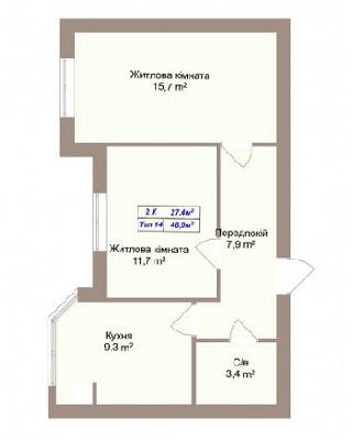 2-кімнатна 48 м² в ЖК Празький квартал 2 від 13 650 грн/м², с. Петропавлівська Борщагівка