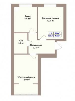 2-комнатная 45.3 м² в ЖК Пражский квартал 2 от 13 000 грн/м², с. Петропавловская Борщаговка