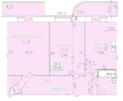 2-кімнатна 74.83 м² в ЖК Преміум від забудовника, Хмельницький