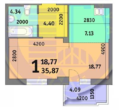 1-комнатная 35.87 м² в ЖК Просвещения, 16, 16А от застройщика, Киев