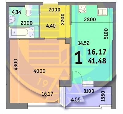 1-кімнатна 41.48 м² в ЖК Освіти, 16, 16А від забудовника, Київ