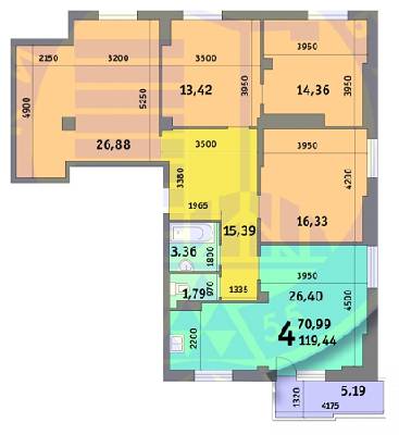 5+ кімнат 119.44 м² в ЖК Освіти, 16, 16А від забудовника, Київ