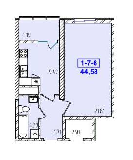 1-комнатная 44.58 м² в ЖК Сорок первая жемчужина от застройщика, Одесса