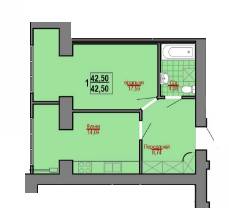 1-комнатная 42.5 м² в ЖК Веселка річкова от застройщика, Ивано-Франковск