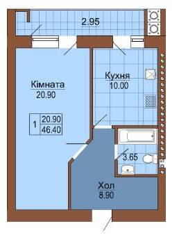 1-комнатная 46.4 м² в ЖК Рафаэль от 21 700 грн/м², Львов